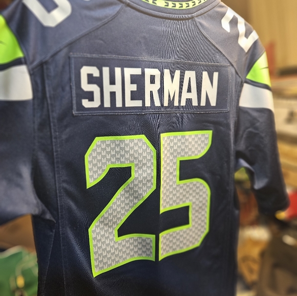 Nike Seattle Seahawks 25 Richard Sherman Navy Blue Team Color Jersey - M - Picture 9 of 9